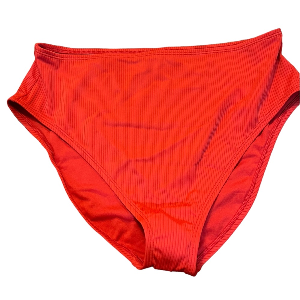 Shade & Shore bikini high rise bottoms red ribbed size XL 16 NWT